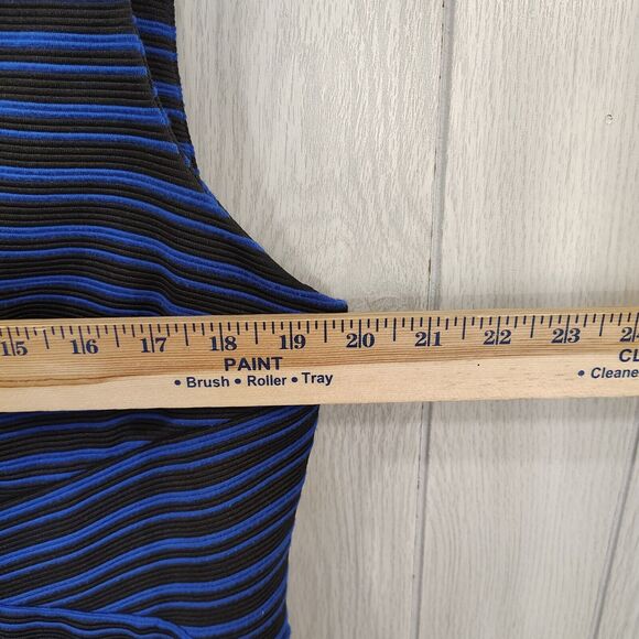 Dana Buchman Blue And Black Striped Sleeveless Sheath Dress Size 16 - Picture 10 of 11